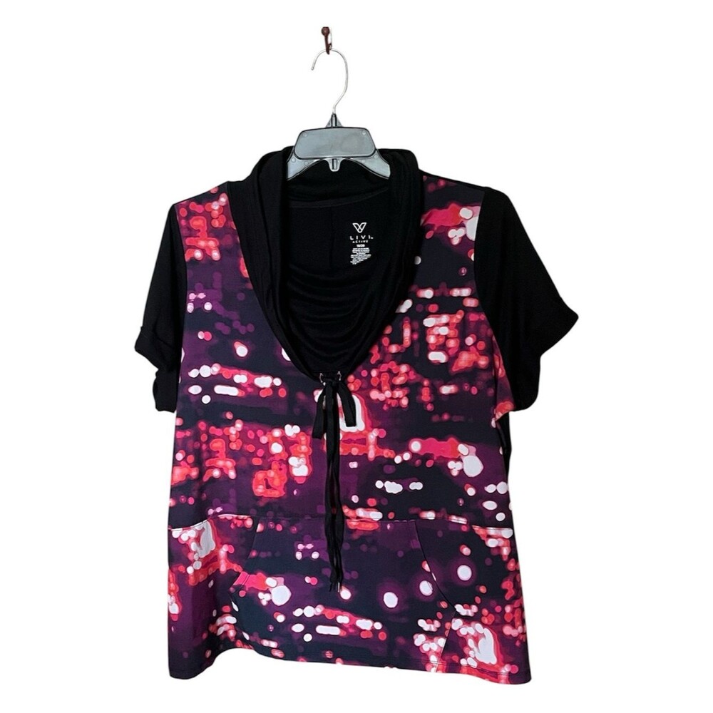 LIVI Active Lane Bryant City Lights Short Sleeve Cowlneck Top Shirt Size 18/20